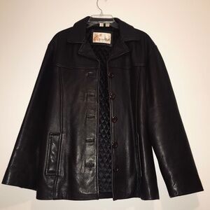 Vintage '90s Chocolate Brown 100% Genuine Leather Coat Jacket Button Up Size XL